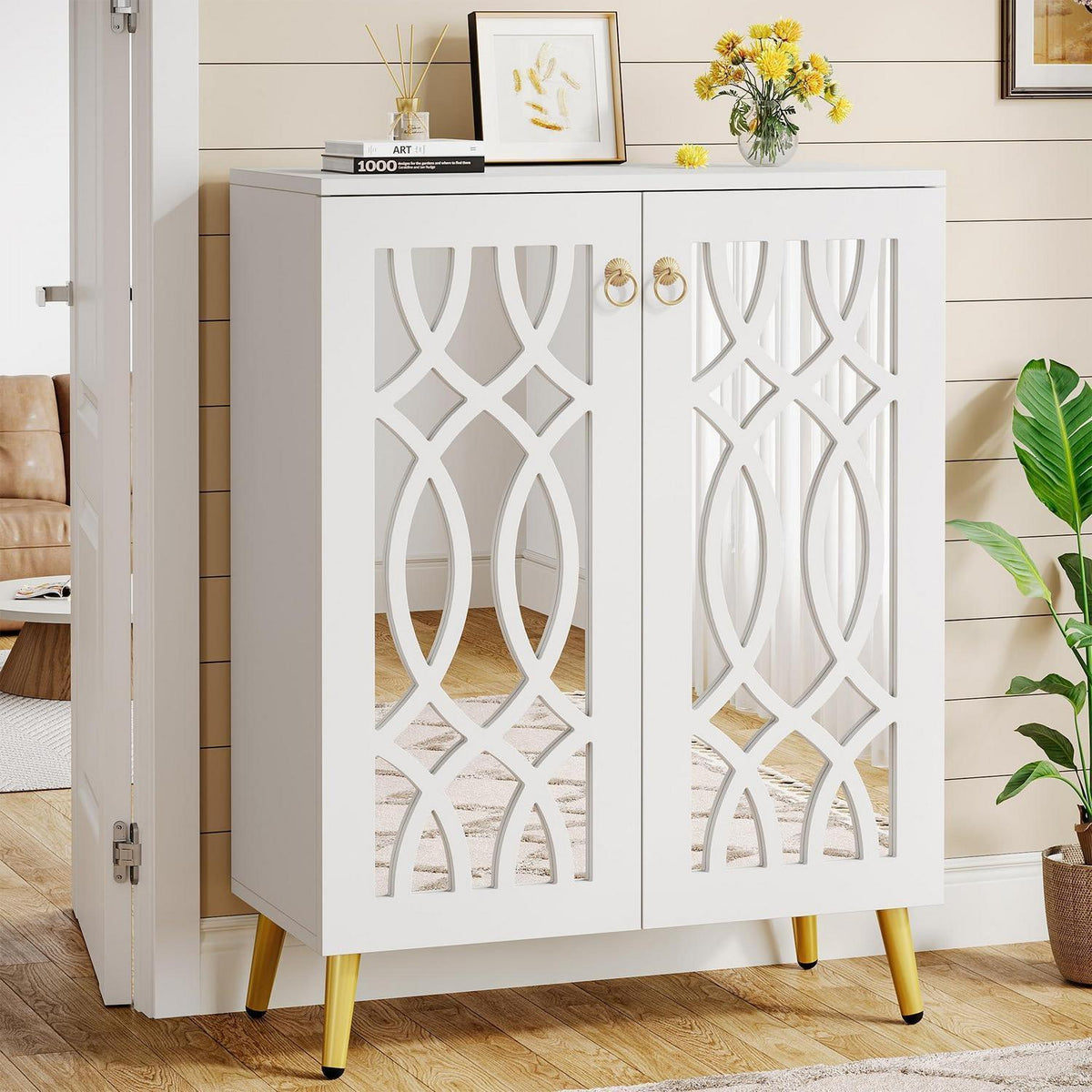 Verspiegelter Schuhschrank 5-Tier Weiß – Schuhregal für Eingang & Schlafzimmer