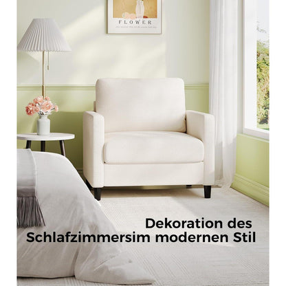 Bequemer Lesesessel Wohnzimmer – 84cm, Beige/Weiß