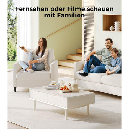 Bequemer Lesesessel Wohnzimmer – 84cm, Beige/Weiß