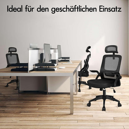 Ergonomischer Bürostuhl mit Lordosenstütze, Kopfstütze und