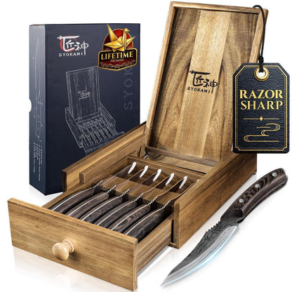 Steakmesser Set 6-teilig | Japanischer Edelstahl | Razor-Sharp & Ergonomisch