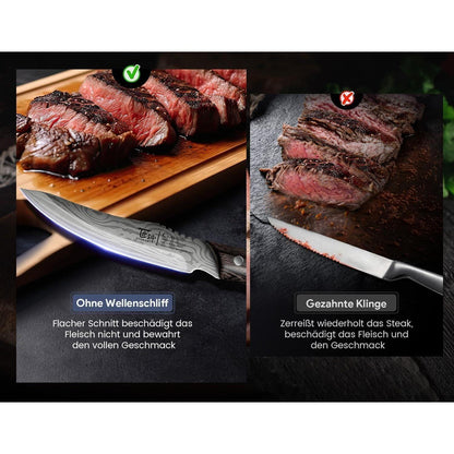 Steakmesser Set 6-teilig | Japanischer Edelstahl | Razor-Sharp & Ergonomisch