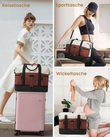 Damen Reisetasche Weekender Handgepäck mit Schuhfach Nassfach