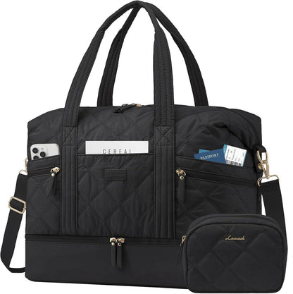 Leichte LOVEVOOK Reisetasche Damen, Groß Weekender, Schwarz