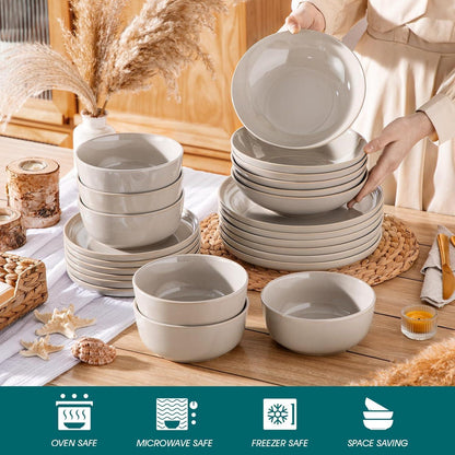 Tafelservice 24-teilig für 6 Personen, Steingut, Soft Beige