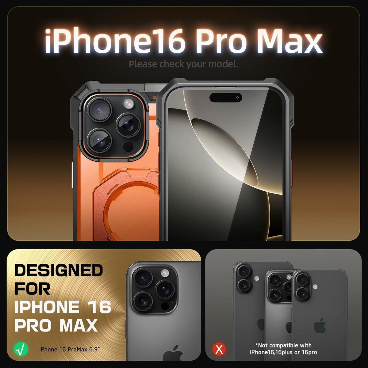 iPhone 16 Pro Max Hülle mit Ständer & MagSafe, robust