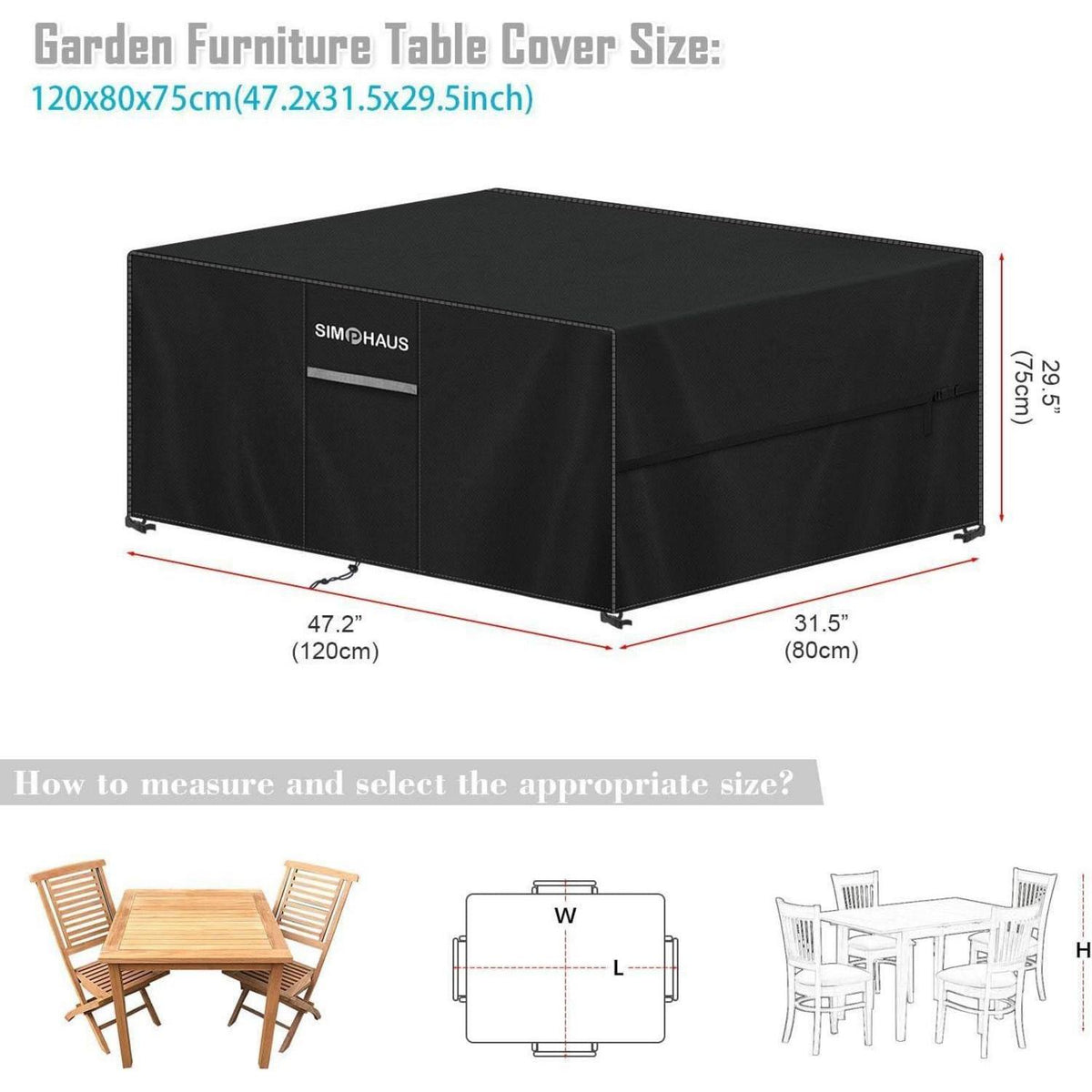 Gartenmöbel Abdeckung 120x80x75cm – Wasserdicht & UV-Schutz