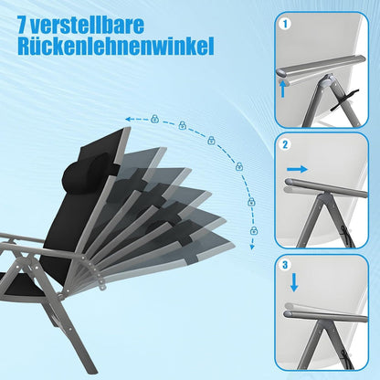 Sonnenliege klappbar mit Verstellbarer Rückenlehne und abnehmbarem