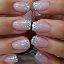 Rosa Glitzer Press On Nails - 24 Stück French Design