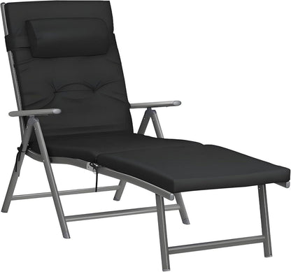 Faltbare Sonnenliege mit Matratze und Aluminiumgestell, belastbar bis