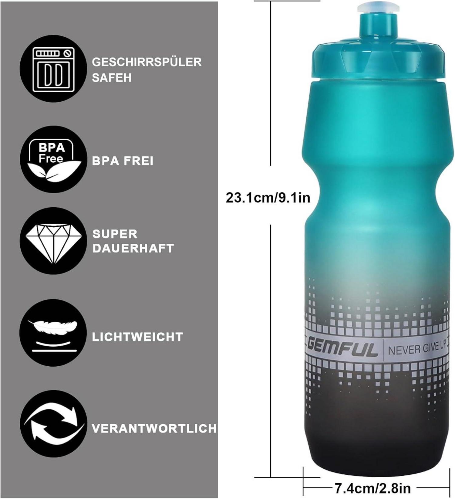 2er-Pack Rennrad Trinkflasche 750 ml Auslaufsicher BPA-frei Grau