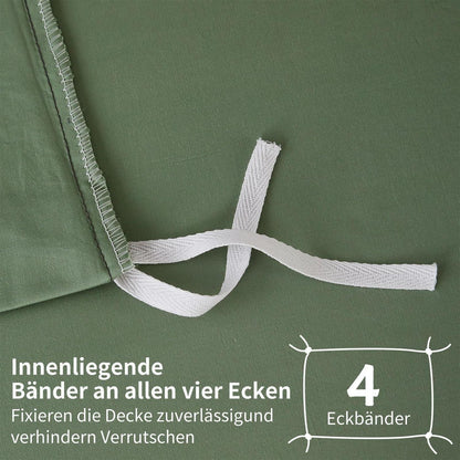 Mako Satin Bettwäsche Set 220x240 Grün – Weich & Kühlend