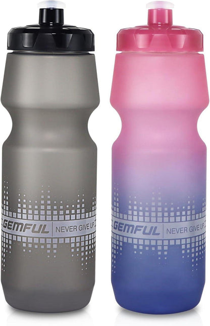 2er-Pack Auslaufsichere Fahrrad Trinkflaschen 750ml BPA-frei Grau Rosa