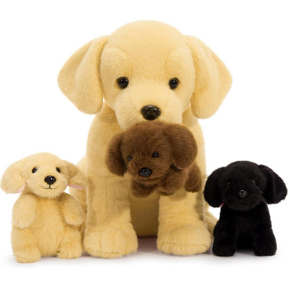 Labrador Kuscheltier mit 3 Welpen – Weiches Plüschtier 30cm