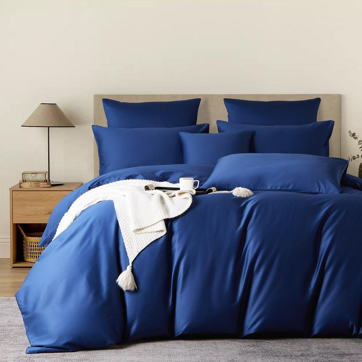 Mako Satin Bettwäsche Set 220x240 Blau – Weich & Kühlend