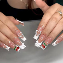 3D Perlen Weiße French Tip Falsche Nägel 24 Stück Gel-Gum Überzug