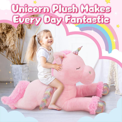 XXL Einhorn Kuscheltier 110cm - Rosa Plüschtier Geschenk für Kinder