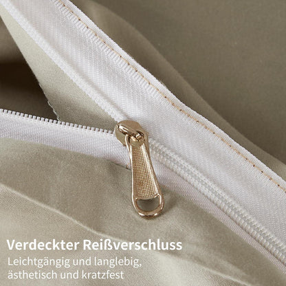 Mako Satin Bettwäsche Set 220x240 Beige – Weich & Kühlend