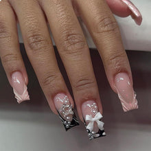 Press on Nägel Rhinestone Rosa Glitzern Glossy Falsche Nägel 3D