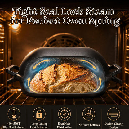 Ovaler Sauerteig-Brottopf mit Deckel & Back-Set