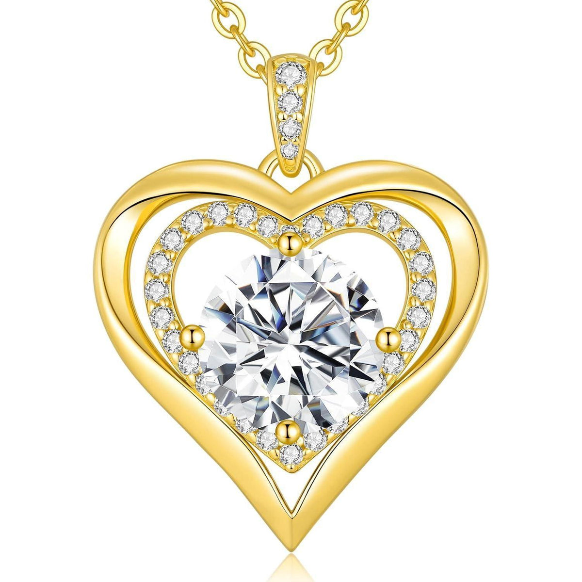 Silber Herz Halskette Damen Moissanite 3 Karat Vergoldet