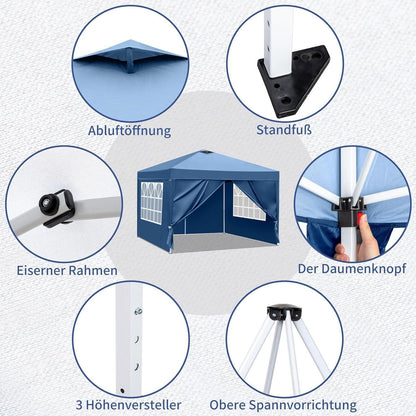 3x3m Pop-up Pavillon mit UV-Schutz & Seitenteilen