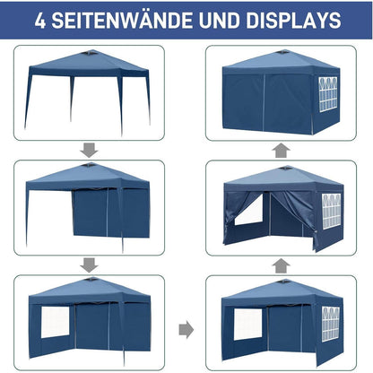 3x3m Pop-up Pavillon mit UV-Schutz & Seitenteilen