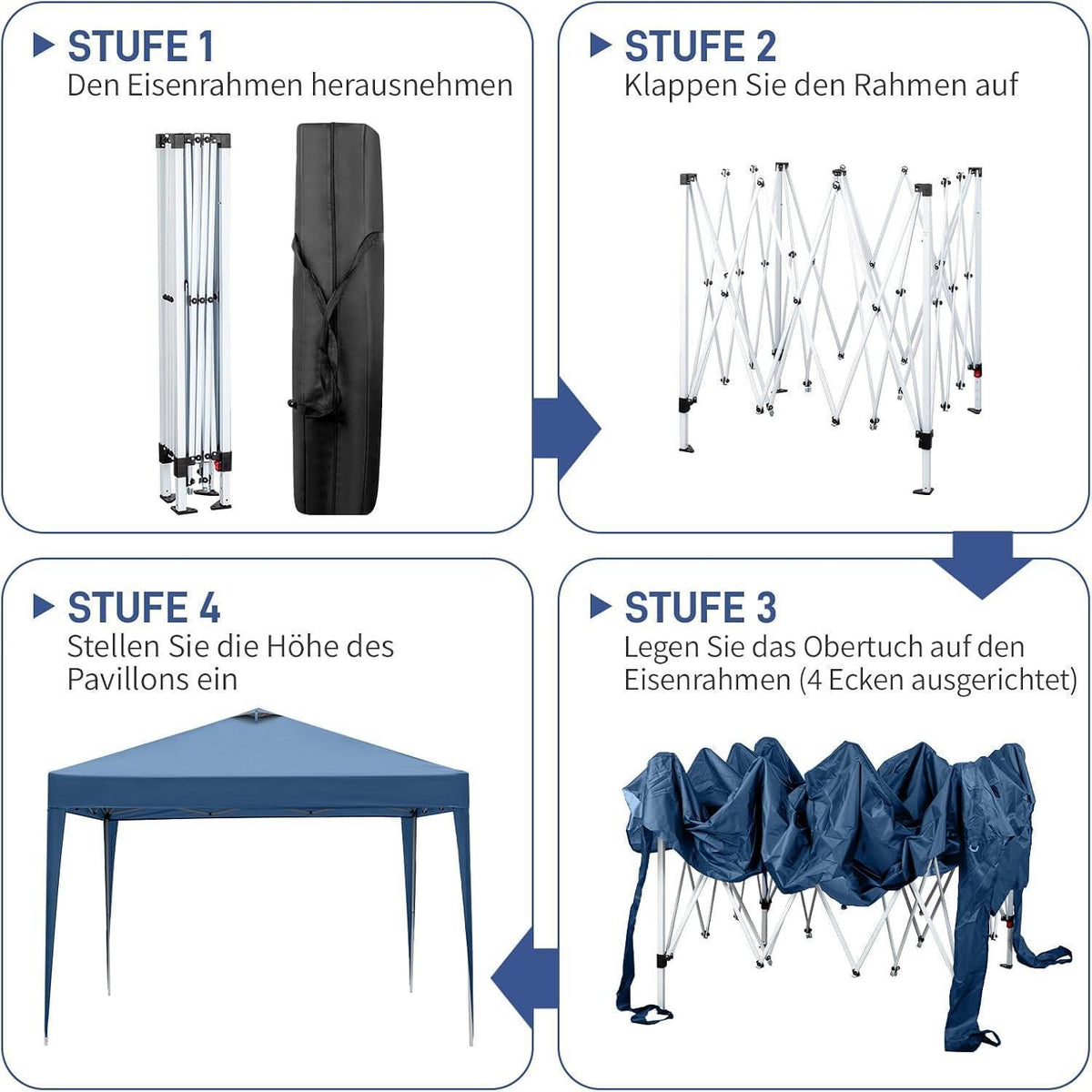 3x3m Pop-up Pavillon mit UV-Schutz & Seitenteilen