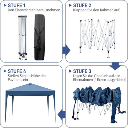 3x3m Pop-up Pavillon mit UV-Schutz & Seitenteilen