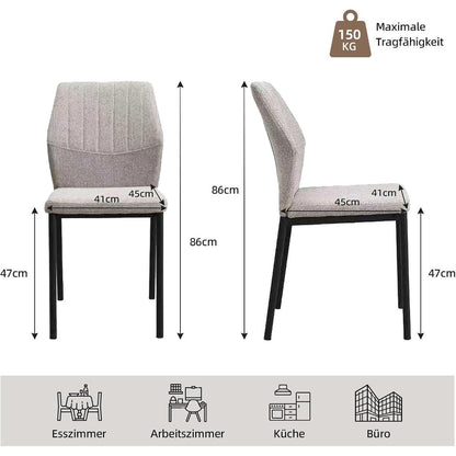 Esszimmerstühle 2er Set Beige – Polsterstühle für Küche & Wohnzimmer