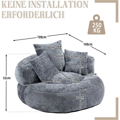 Lazy Sitzsack mit hohem Rücken – Bequemer Lounger für Wohnzimmer