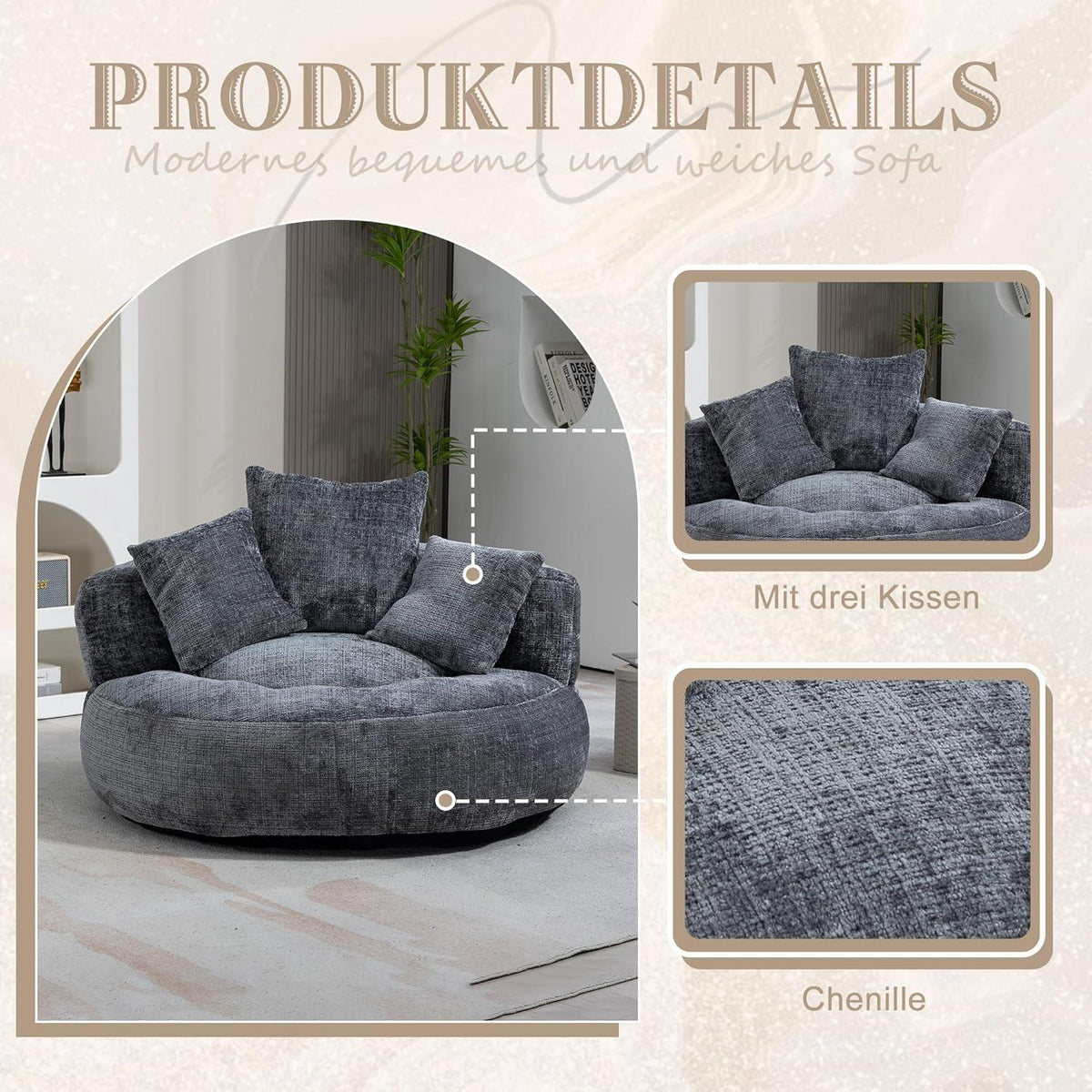Lazy Sitzsack mit hohem Rücken – Bequemer Lounger für Wohnzimmer