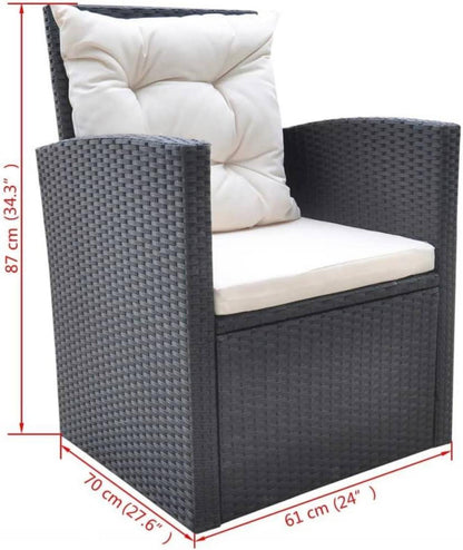 Garten Lounge Set 6tlg. Schwarz Poly Rattan bis 7 Personen