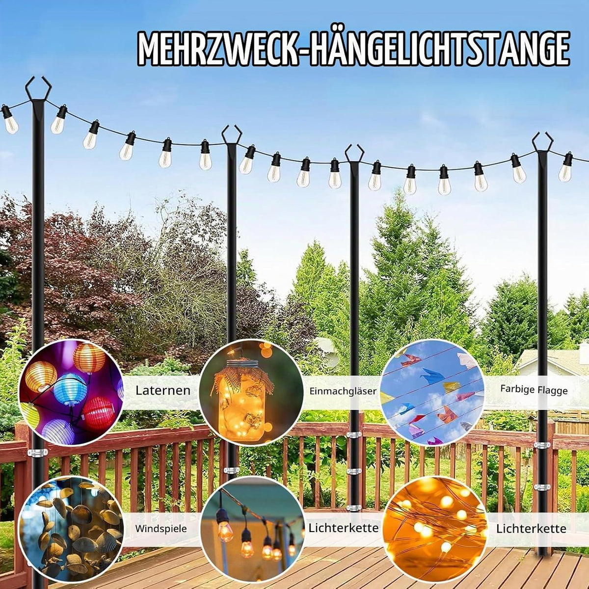 4x Schäferhaken 300cm – Garten, Terrasse & Hochzeitsdeko