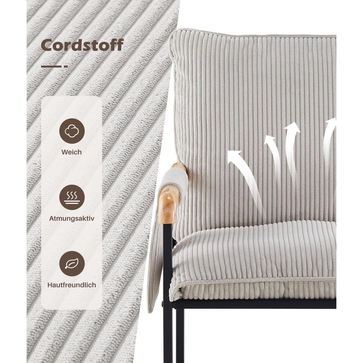 Cord Loungesessel Modern – Bequemer Ohrensessel für Wohnzimmer