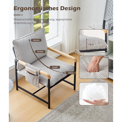 Cord Loungesessel Modern – Bequemer Ohrensessel für Wohnzimmer