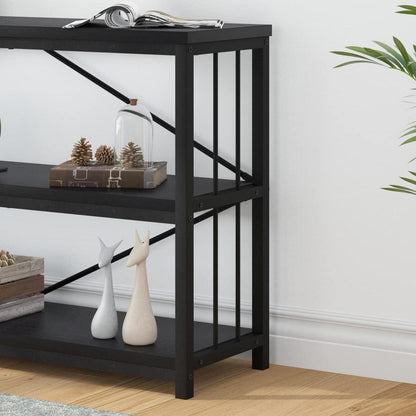 Konsolentisch Holz 3 Ebenen Bücherregal Schwarz Industrie Design