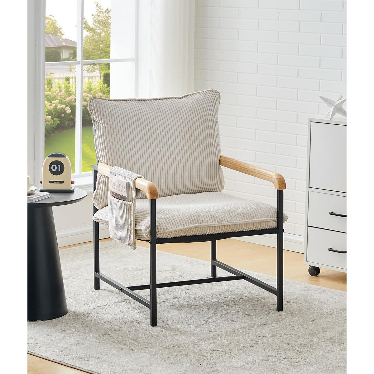 Loungesessel Creme Cord – Modern & Bequem für Wohnzimmer