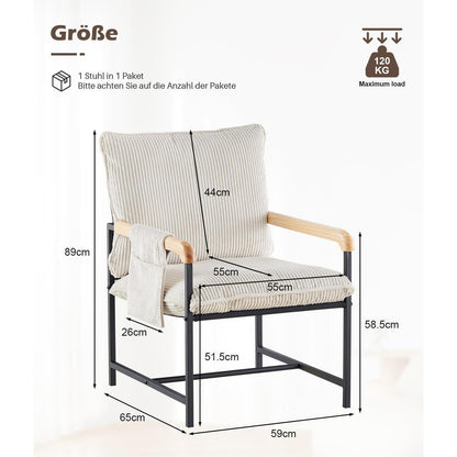 Loungesessel Creme Cord – Modern & Bequem für Wohnzimmer