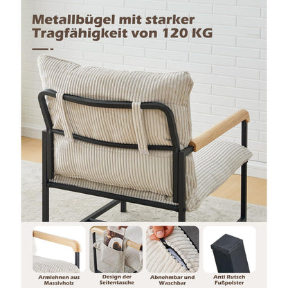 Loungesessel Creme Cord – Modern & Bequem für Wohnzimmer