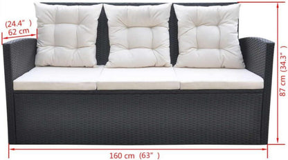 Garten Lounge Set 8 Personen Rattan Schwarz Auflagen 5