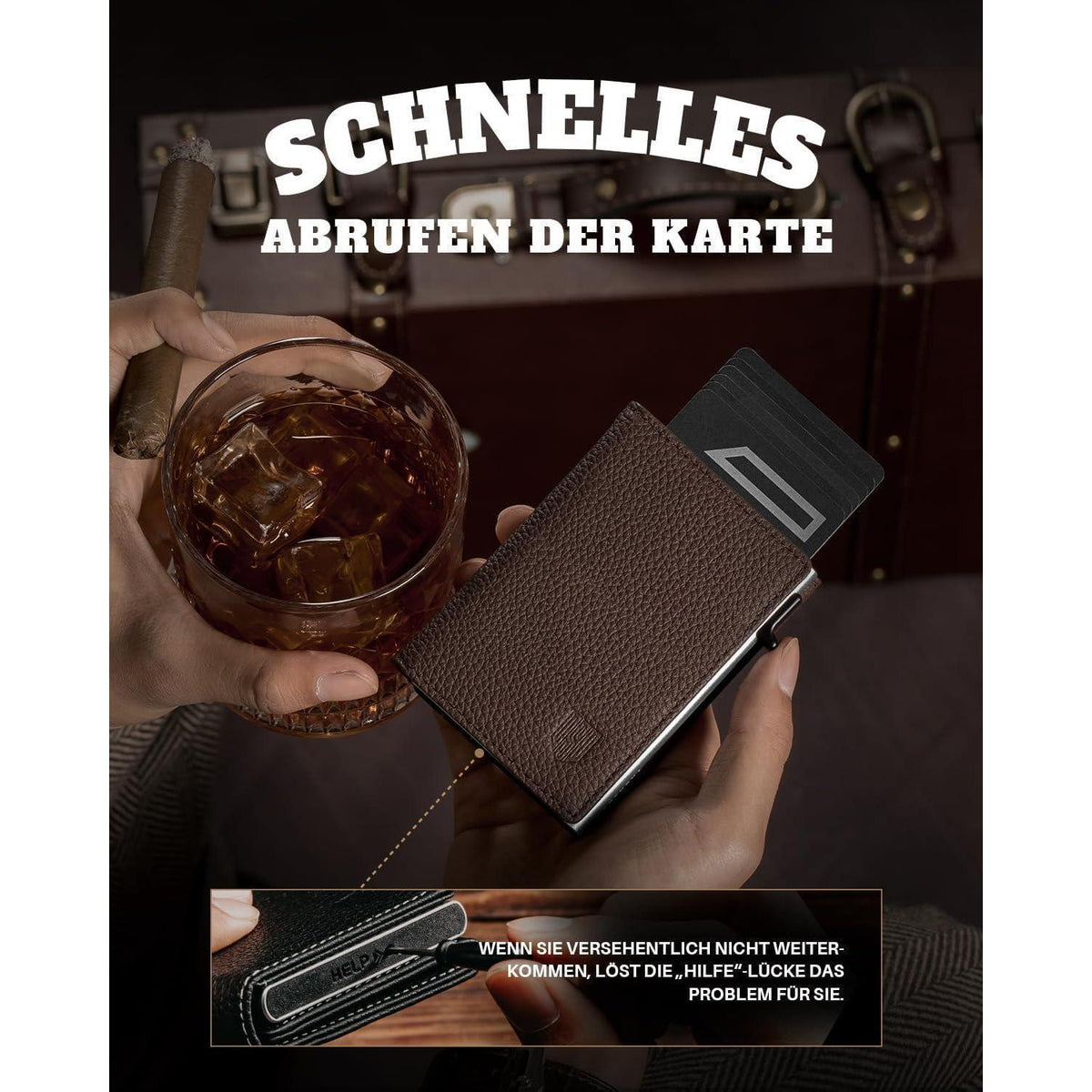 Herren Geldbörse mit XL Münzfach, RFID Schutz, echtes Leder
