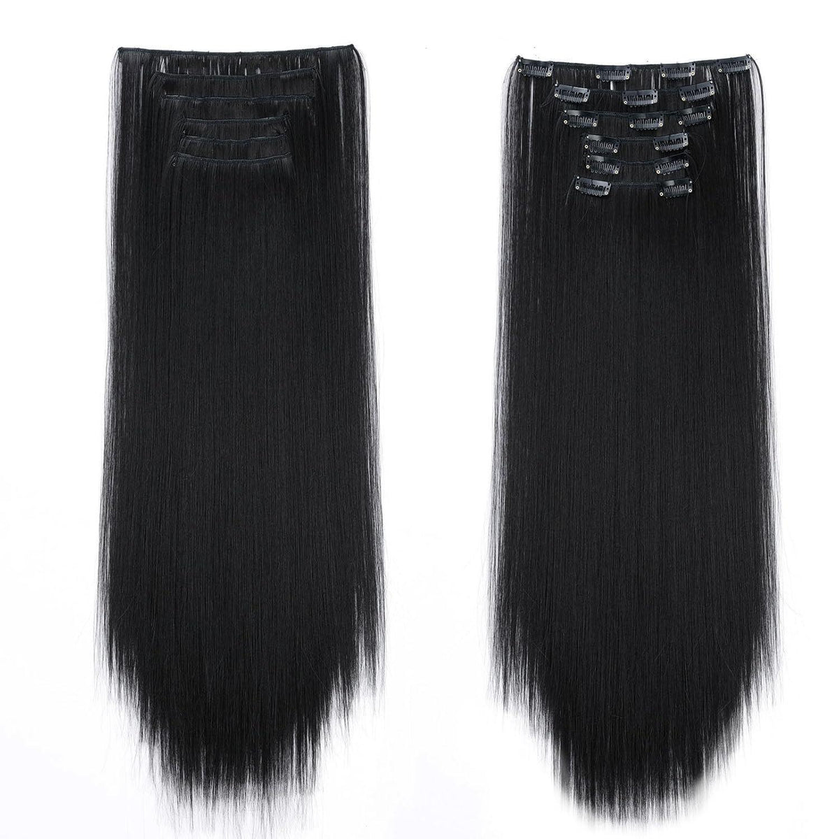 Haarverlängerung glatt, 65cm, Naturschwarz – 6 Teile