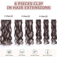 48cm gewellte Haarverlängerung Clip-in, mittelbraun