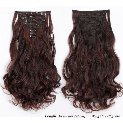 Welliges Haarverdichtung Clip-In – Dunkelbraun & Kastanienbraun