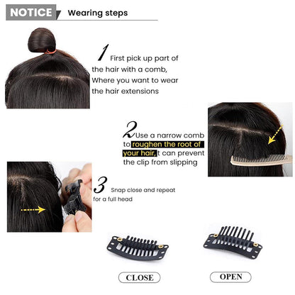 Welliges Haarverdichtung Clip-In – Dunkelbraun & Kastanienbraun