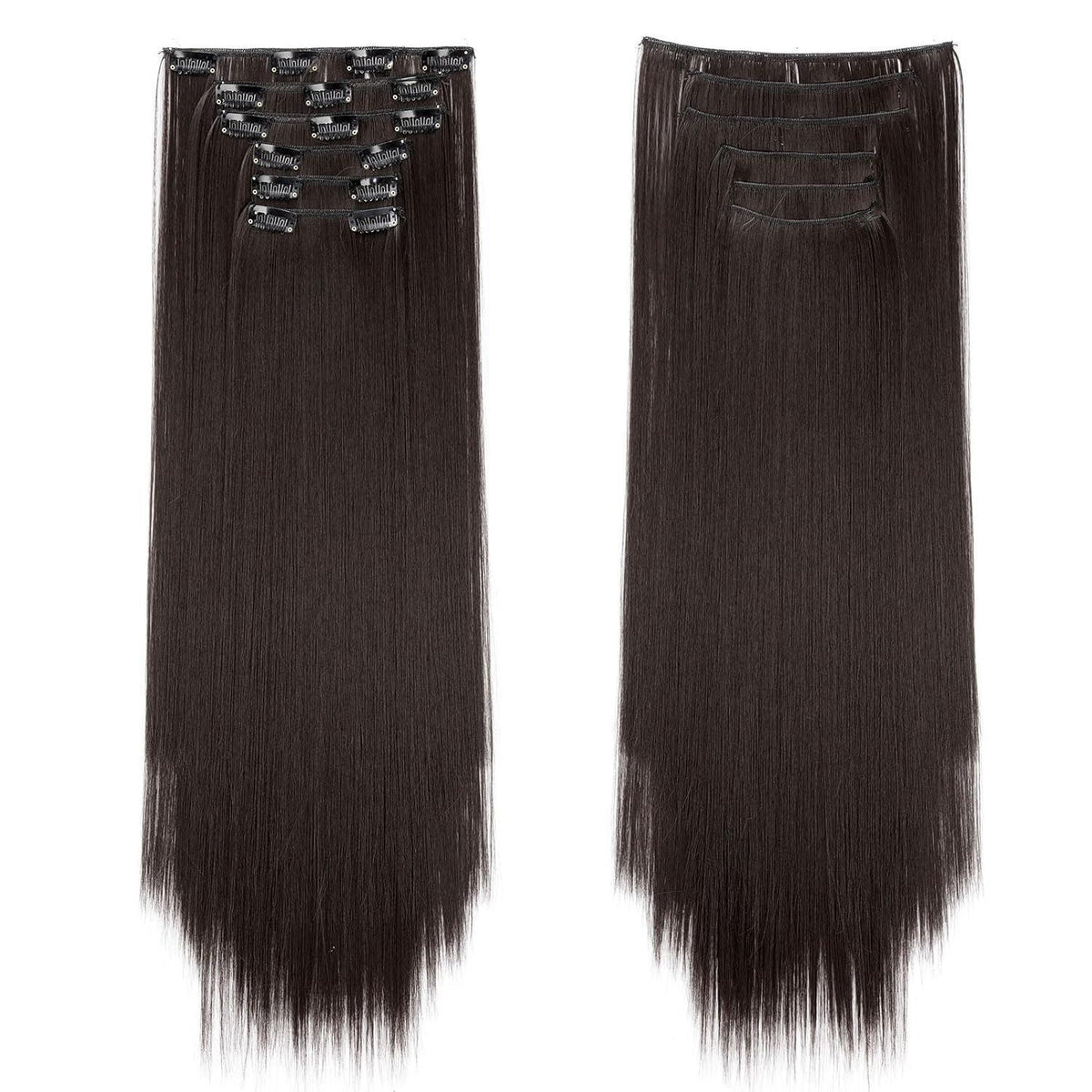 Haarverlängerung Clip-in glatt, 65cm, Maronenbraun