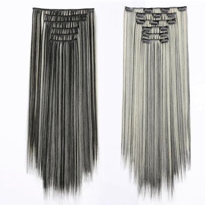 Haarverlängerung Clip-in glatt 65cm – Schwarz & Blond