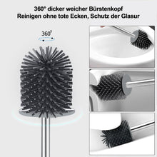 Silikon Klobürste 2er-Set mit Halter, Wandmontage & Stehen, Grau