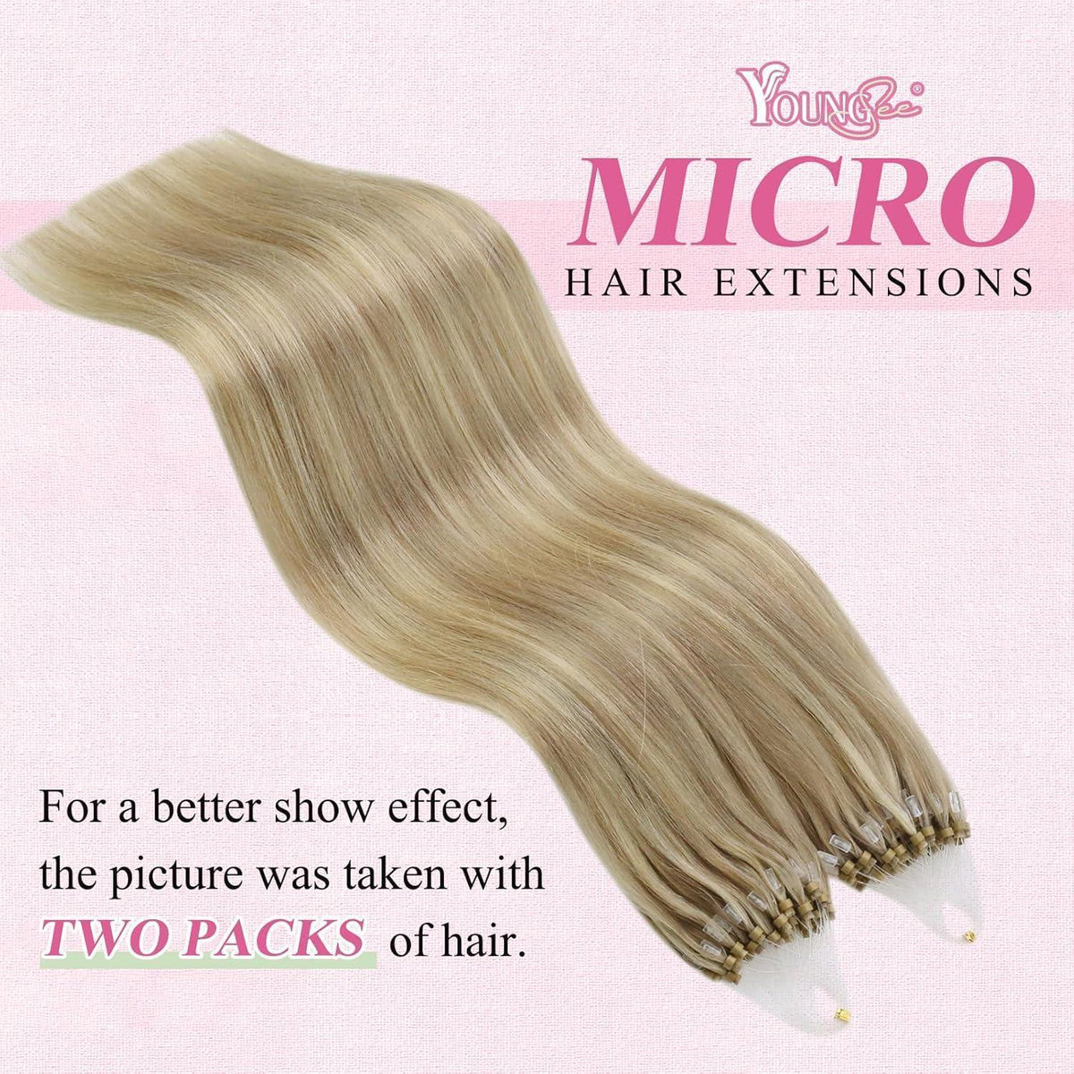 Blond Microring Haarextensions – Echthaar 60cm Golden Blond Highlights